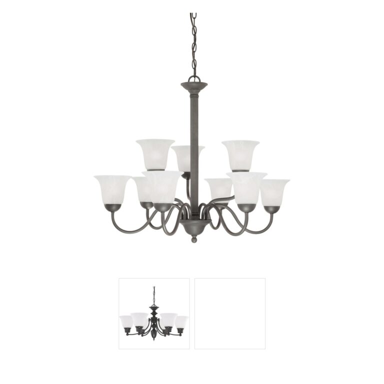 Atlas Lighting & Home Riva 32-Inch 9-Light Painted Bronze Chandelier with Alabaster Glass