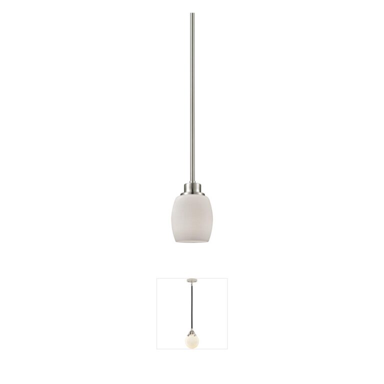 Atlas Lighting & Home Casual Mission Brushed Nickel Mini Pendant with White Opal Glass