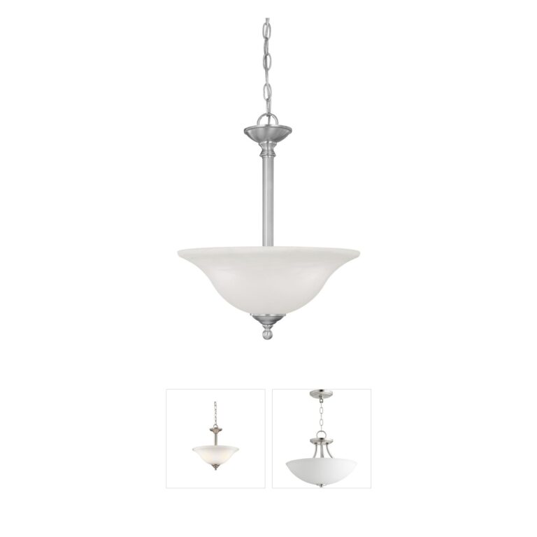 Atlas Lighting & Home Riva 16-Inch Alabaster Glass Pendant in Brushed Nickel