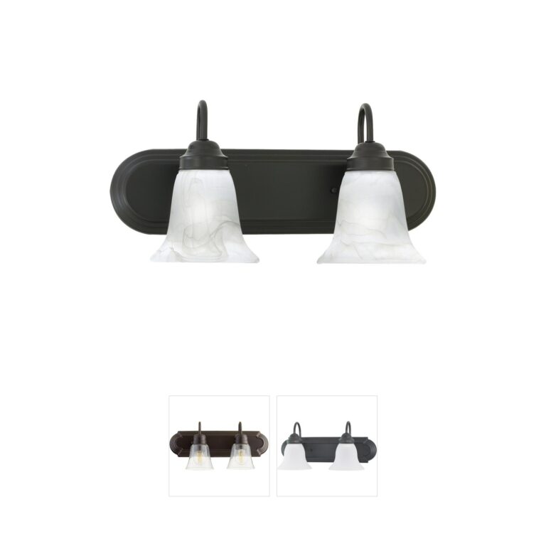 Atlas Lighting & Home Homestead 2-Light Painted Bronze Vanity with Alabaster Glass
