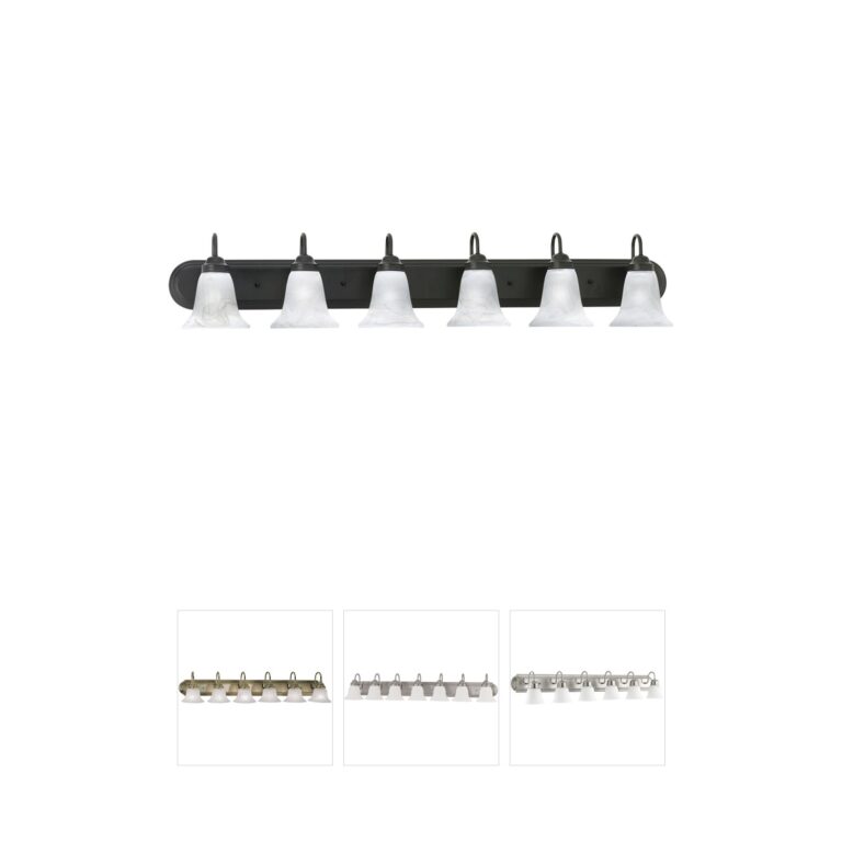 Atlas Lighting & Home Homestead 48-Inch 6-Light Alabaster Glass Vanity Light in Painted Bronze