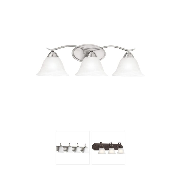 Atlas Lighting & Home Prestige 3-Light Brushed Nickel and Alabaster Glass Vanity Light