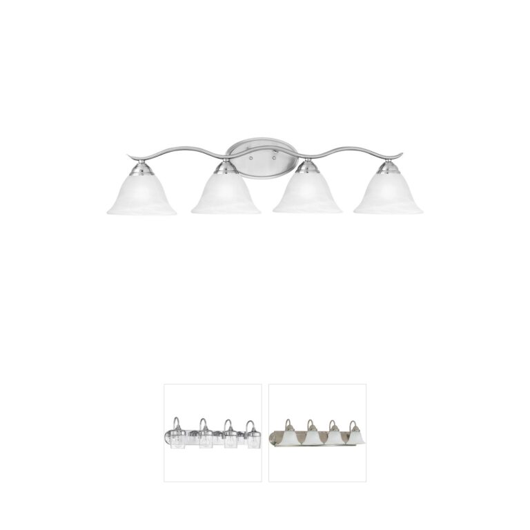 Atlas Lighting & Home Prestige 36-Inch 4-Light Alabaster Glass Vanity Light in Brushed Nickel