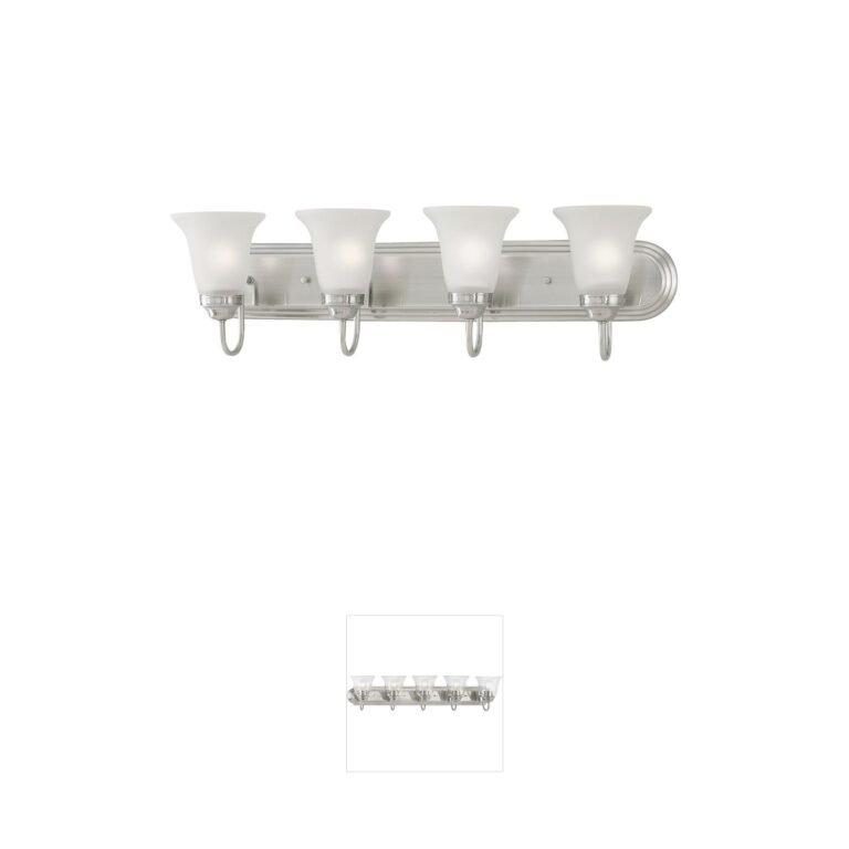 Atlas Lighting & Home Whitmore 30-Inch 4-Light Satin Pewter Vanity Light with Alabaster Glass