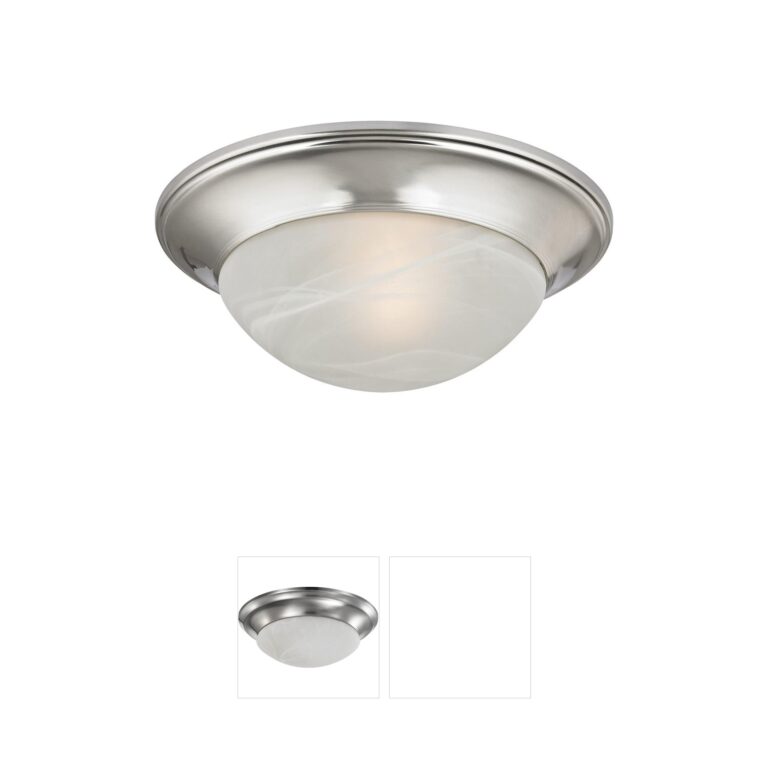 Atlas Lighting & Home Fluor Brushed Nickel and Alabaster Glass Flush Mount