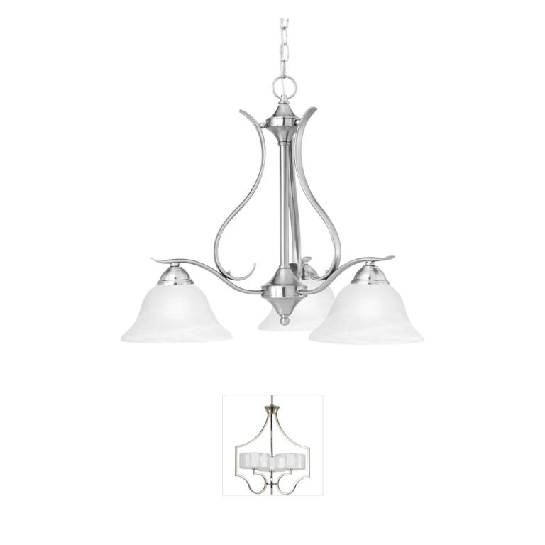 Atlas Lighting & Home Prestige Alabaster Glass Chandelier in Brushed Nickel