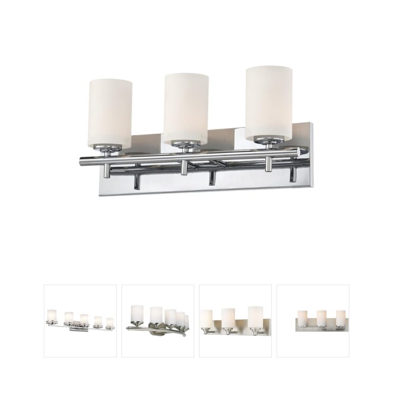 Atlas Lighting & Home Barro 19-Inch 3-Light Chrome Vanity Light with Opal Alabaster Glass