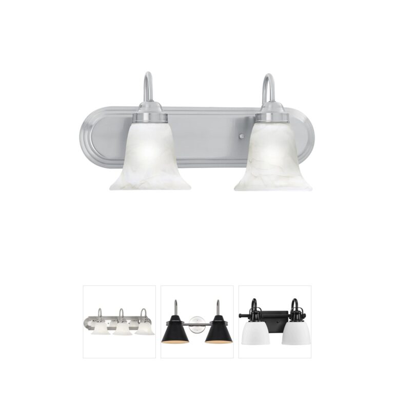 Atlas Lighting & Home Homestead 2-Light Brushed Nickel Vanity with Alabaster Glass