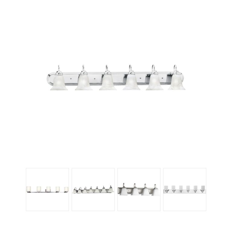Atlas Lighting & Home Homestead 6-Light Chrome Steel Vanity with Alabaster Glass