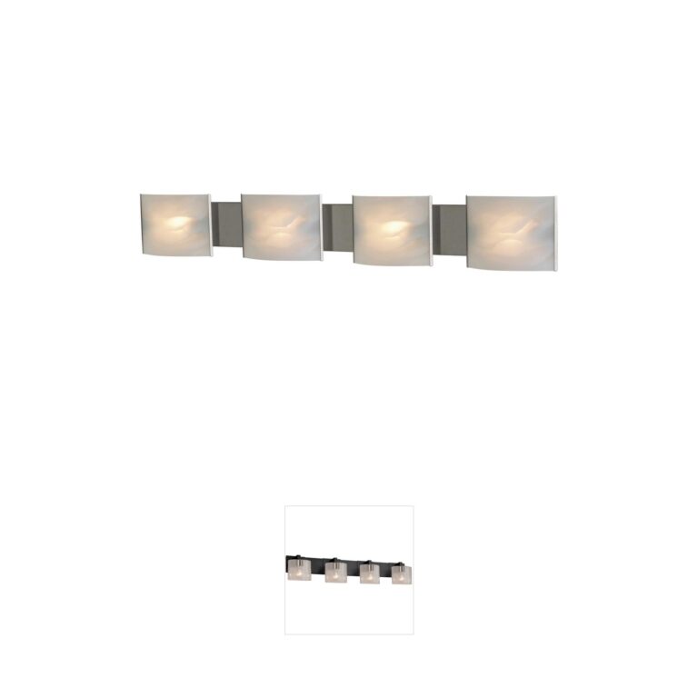 Atlas Lighting & Home Pannelli 4-Light Stainless Steel Vanity Light with Alabaster Glass