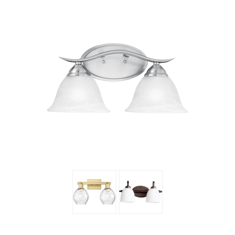 Atlas Lighting & Home Prestige Brushed Nickel Alabaster Glass 2-Light Vanity Light