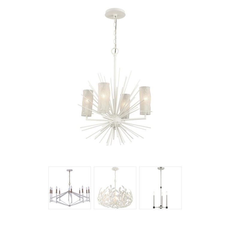 Atlas Lighting & Home Sea Urchin 4-Light White Coral Scavo Glass Chandelier