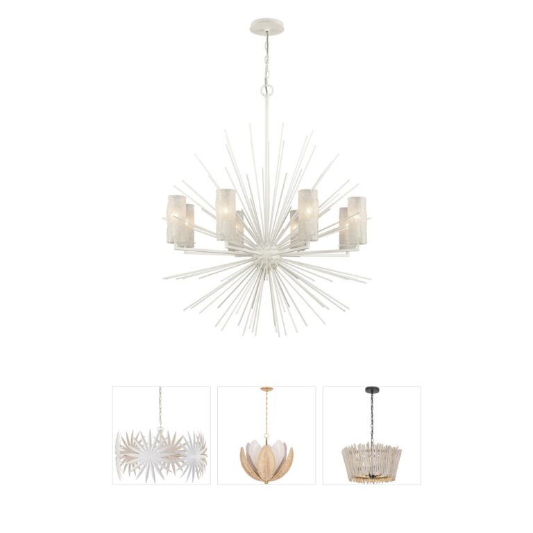 Atlas Lighting & Home Sea Urchin White Coral 8-Light Chandelier