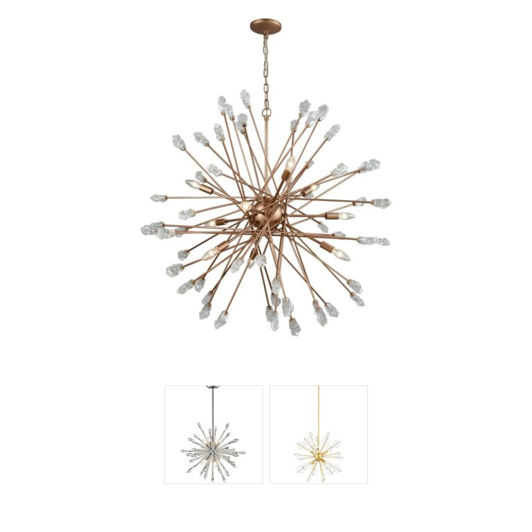 Atlas Lighting & Home Serendipity 9-Light Matte Gold and Chiseled Bubble Glass Chandelier