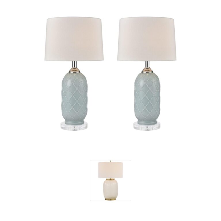 Atlas Lighting & Home La Joliette Pale Blue Glass Table Lamp Set of Two