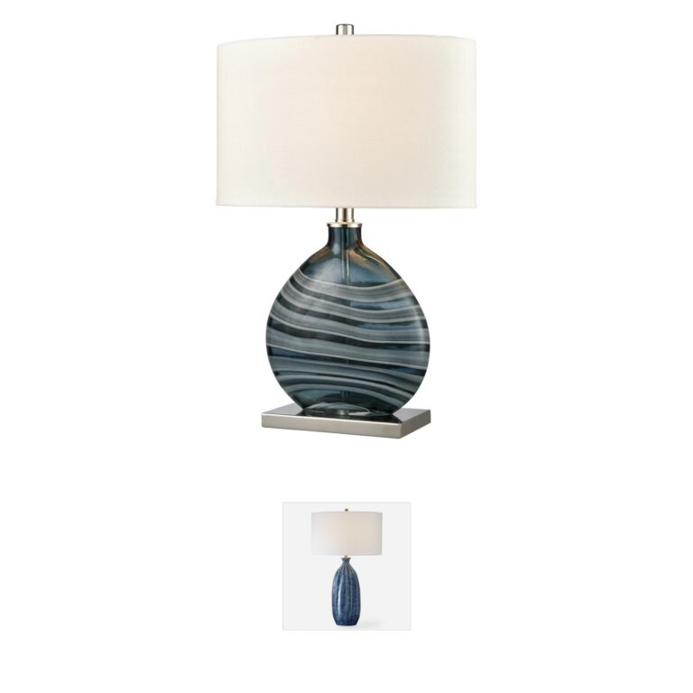 Atlas Lighting & Home Portview Teal Art Glass Table Lamp