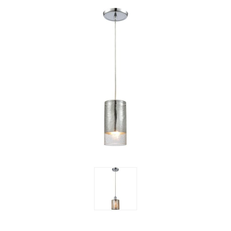 Atlas Lighting & Home Tallula Polished Chrome and Clear Crackle Glass Mini Pendant