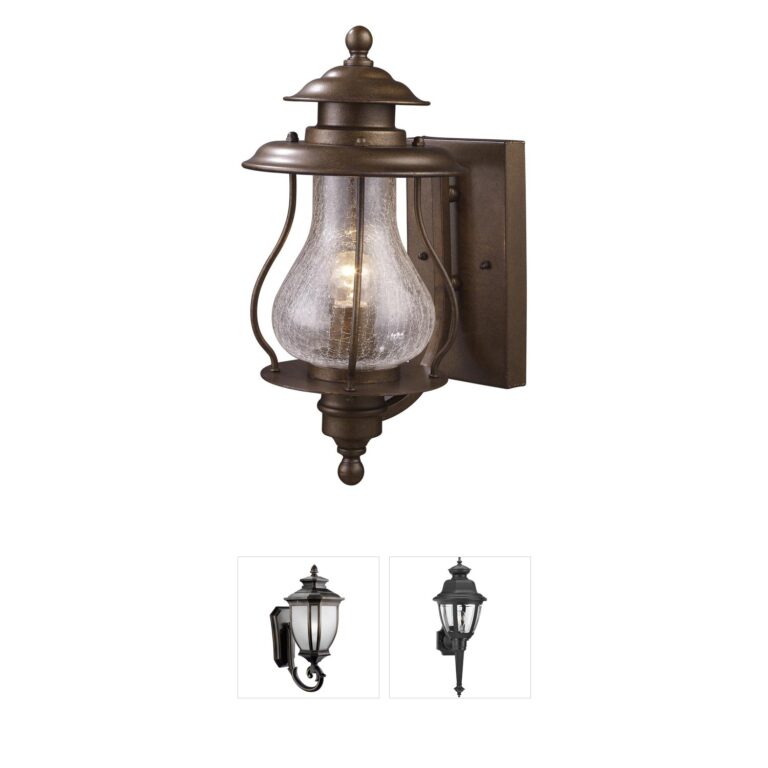 Atlas Lighting & Home Wikshire Coffee Bronze Outdoor Wall Light with Clear Crackle Glass