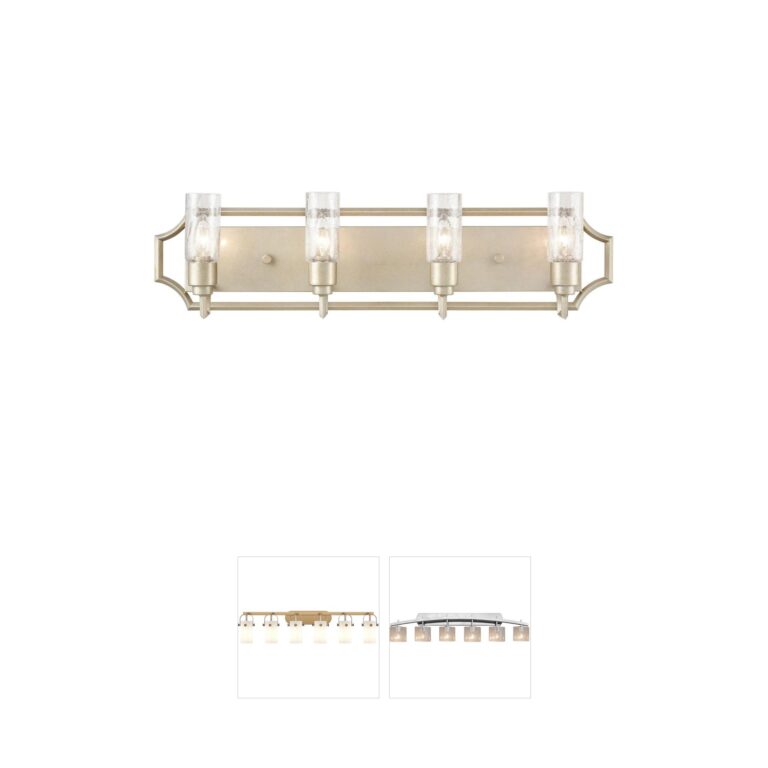 Atlas Lighting & Home Cheswick 4-Light Aged Silver and Crackle Glass Vanity Light