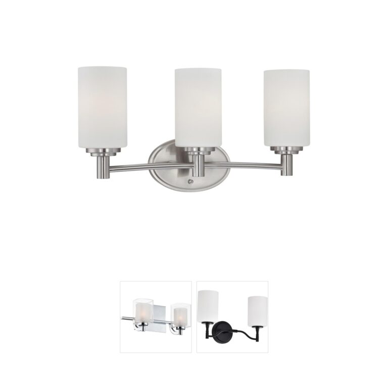 Atlas Lighting & Home Pittman 19-Inch 3-Light Brushed Nickel Vanity Light with Etched Opal Glass