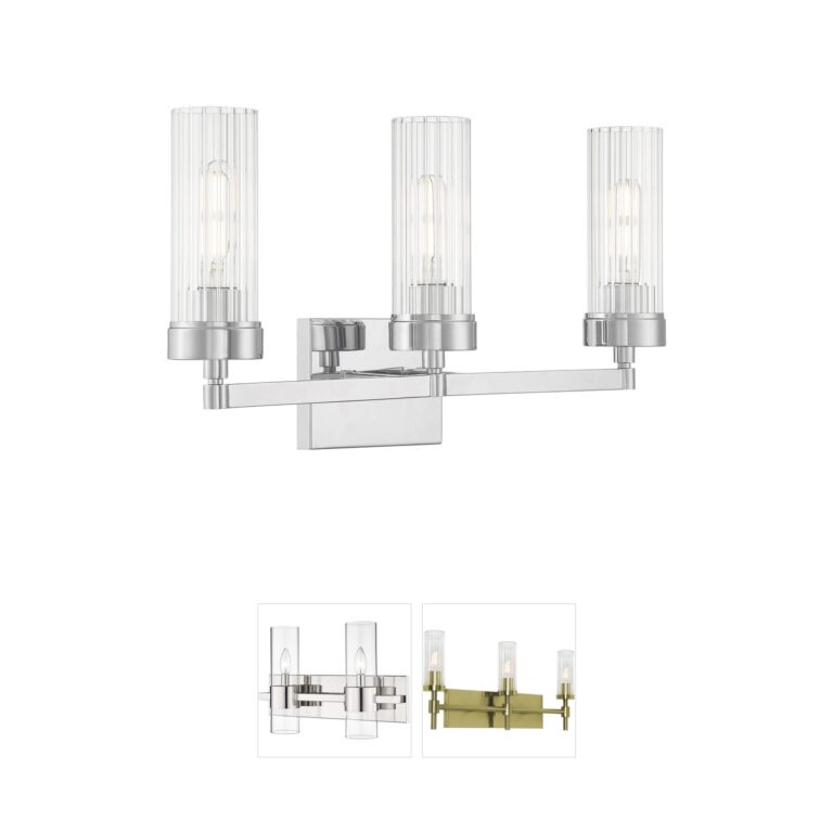 Atlas Lighting & Home Lida 3-Light Chrome Vanity with Fluted Glass