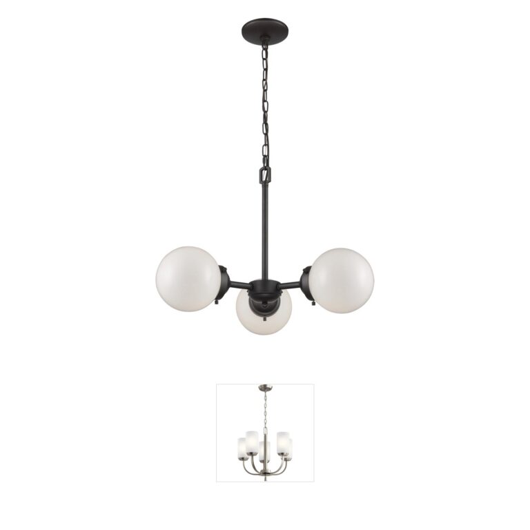 Atlas Lighting & Home Beckett 22" Oil Rubbed Bronze and Frosted Glass Chandelier