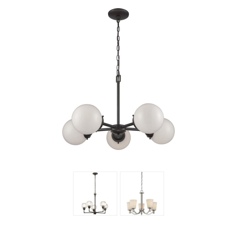 Atlas Lighting & Home Beckett 5-Light Oil Rubbed Bronze Chandelier with Frosted Glass
