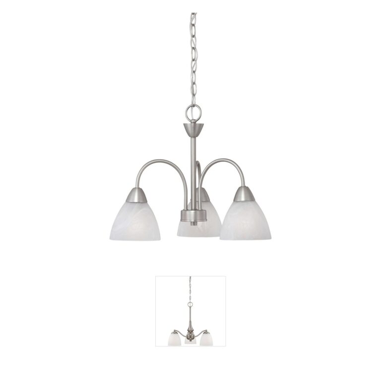 Atlas Lighting & Home Tia Matte Nickel 3-Light Chandelier with Frosted Glass