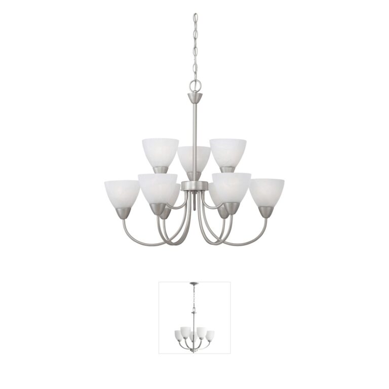 Atlas Lighting & Home Tia 9-Light Matte Nickel Chandelier with Frosted Glass