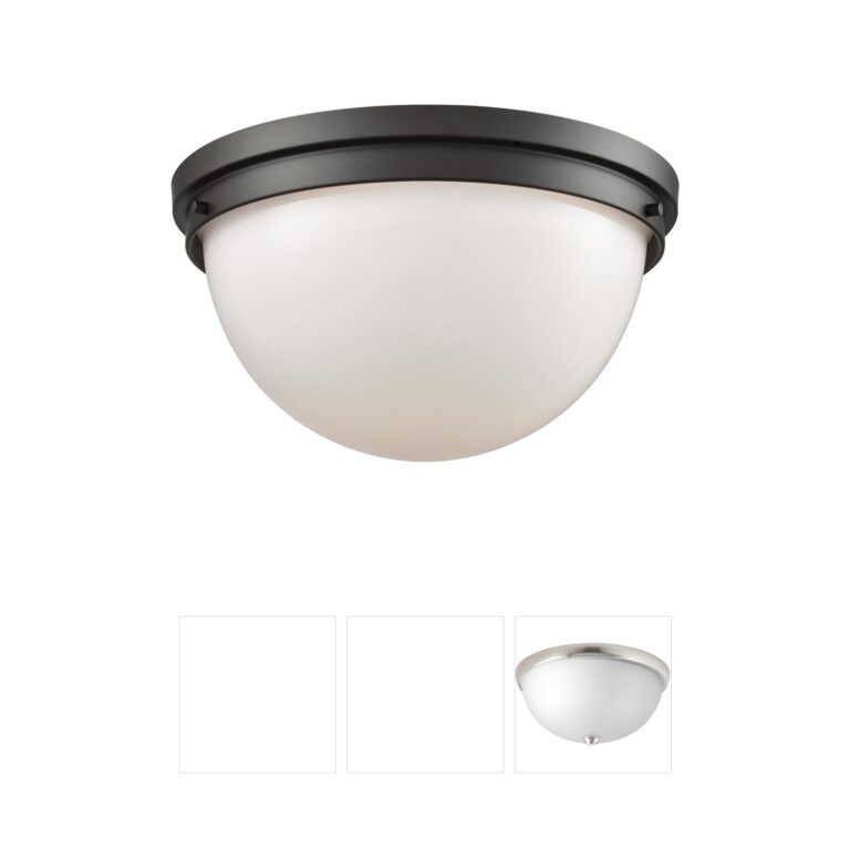 Atlas Lighting & Home Beckett 14-Inch Oil Rubbed Bronze Flush Mount with Frosted Glass