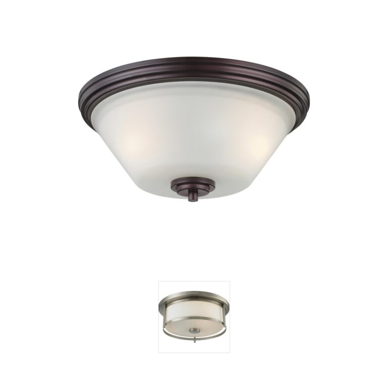 Atlas Lighting & Home Pittman 14-Inch Sienna Bronze and Frosted Glass Flush Mount