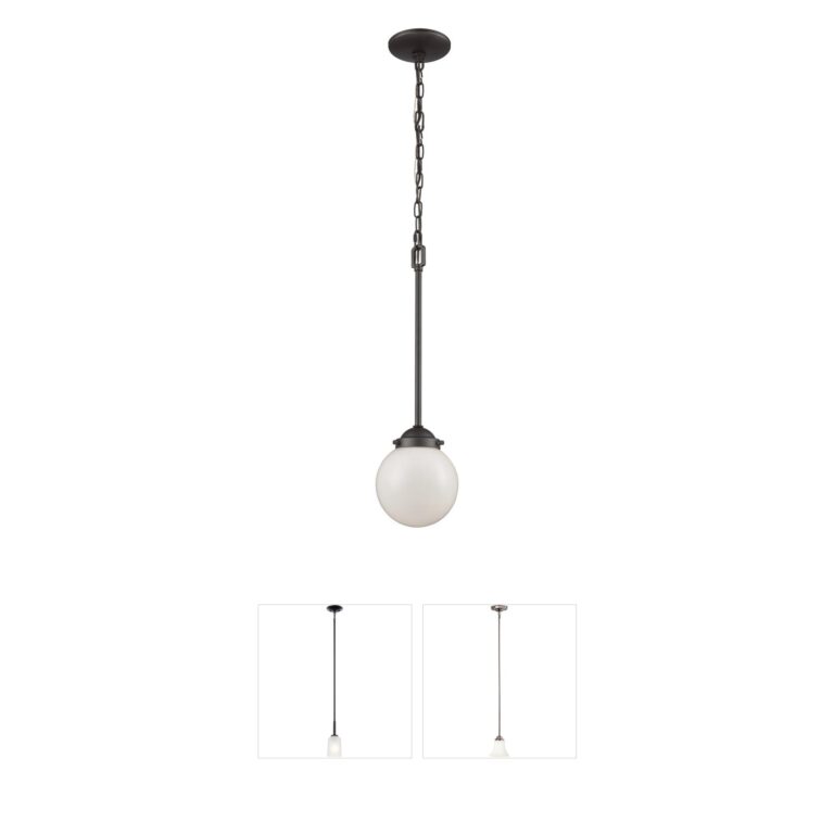 Atlas Lighting & Home Beckett Frosted Glass Mini Pendant in Oil Rubbed Bronze