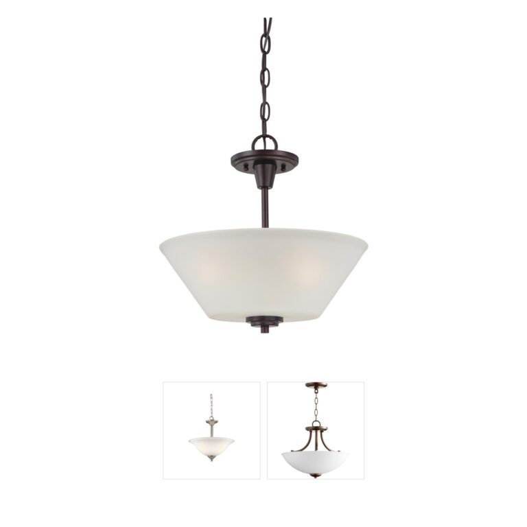 Atlas Lighting & Home Pittman Sienna Bronze White Glass 2-Light Pendant