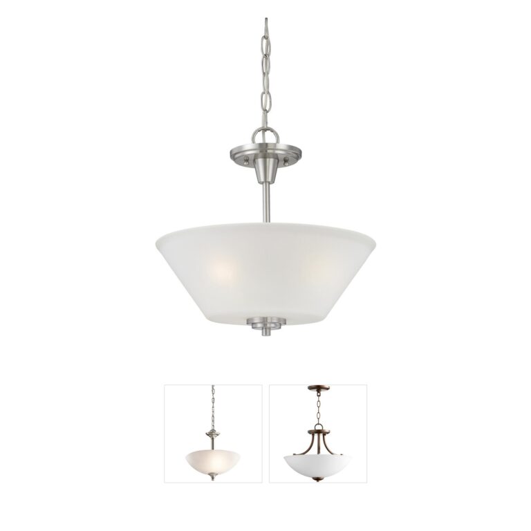 Atlas Lighting & Home Pittman 15" Brushed Nickel Frosted Glass Pendant