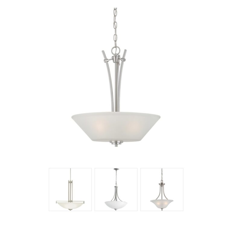 Atlas Lighting & Home Pittman 18" Brushed Nickel 3-Light Pendant with Frosted Glass