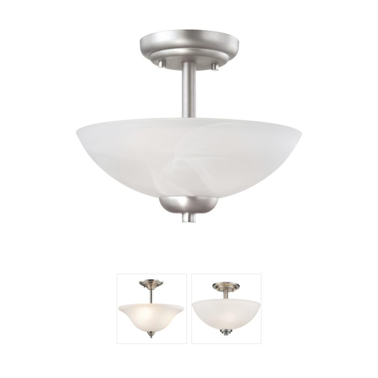 Atlas Lighting & Home Tia Matte Nickel Metal & Frosted Glass Semi-Flush Mount