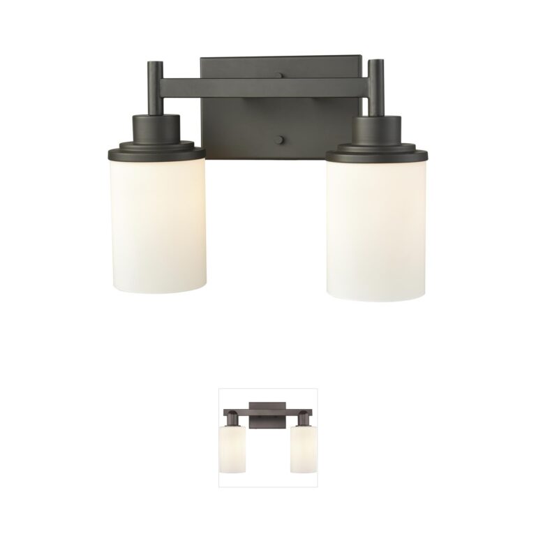 Atlas Lighting & Home Belmar 2-Light Oil Rubbed Bronze Vanity Light with Frosted Glass