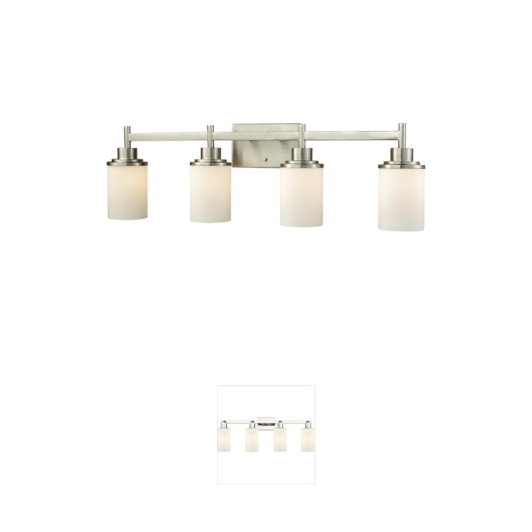 Atlas Lighting & Home Belmar 4-Light Brushed Nickel Vanity Light with Frosted Glass