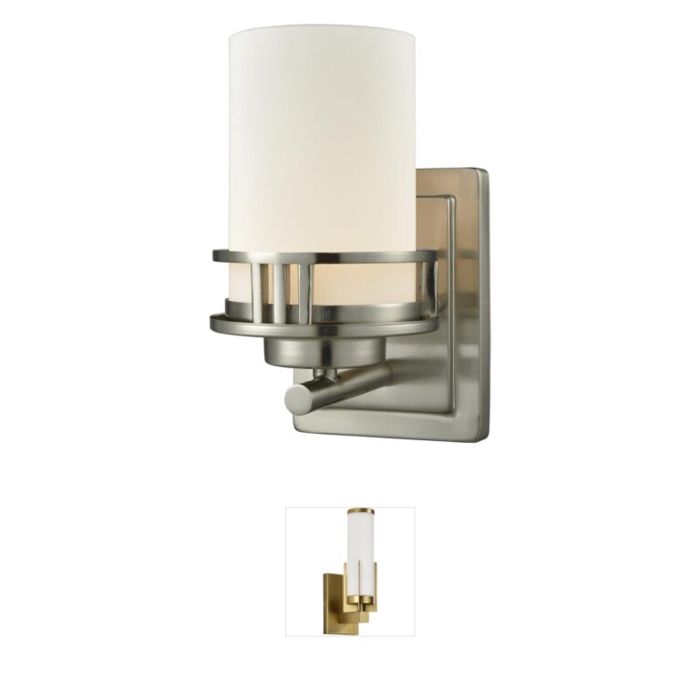 Atlas Lighting & Home Ravendale 1-Light Brushed Nickel Sconce with Frosted Glass