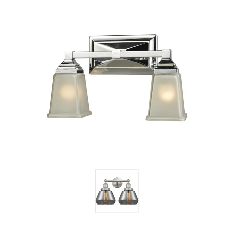 Atlas Lighting & Home Sinclair 2-Light Polished Chrome Vanity Light with Frosted Glass