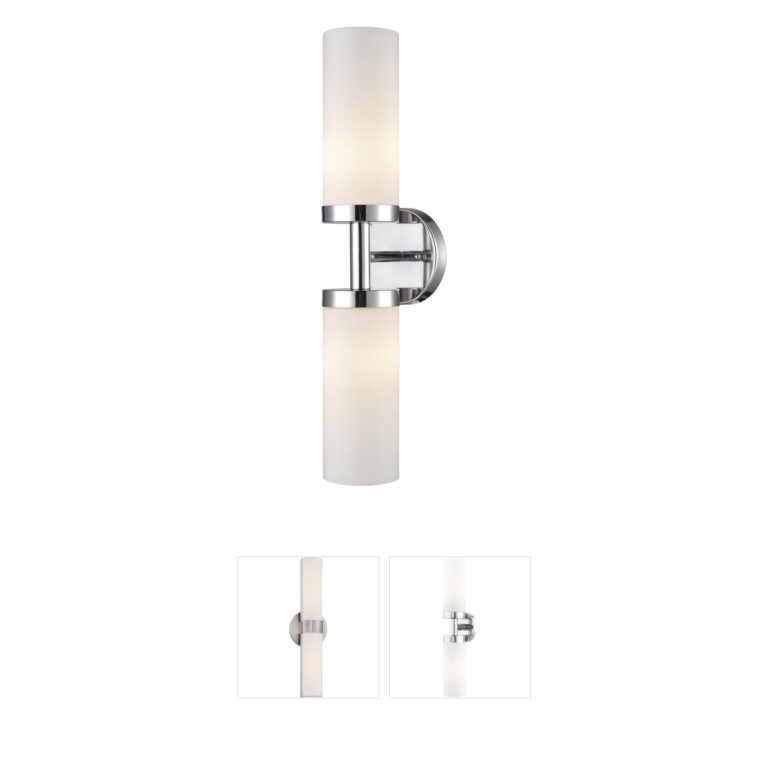 Atlas Lighting & Home Tristen 20-Inch 2-Light Chrome Vanity Light with Frosted Glass