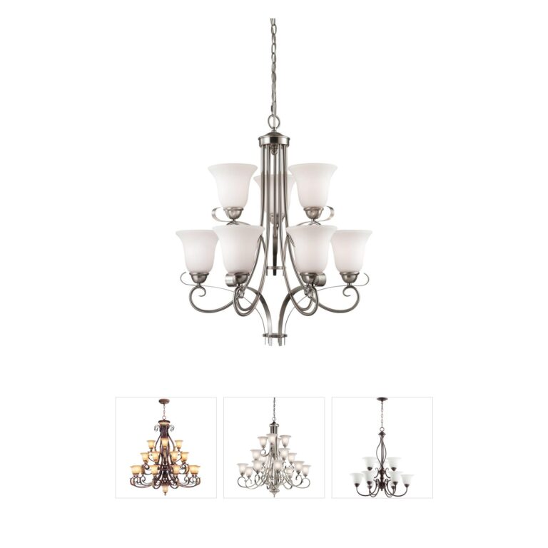 Atlas Lighting & Home Brighton 9-Light Brushed Nickel Steel Chandelier