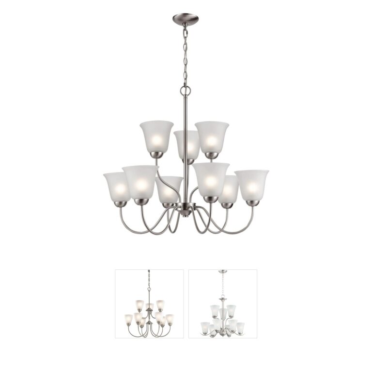 Atlas Lighting & Home Conway 9-Light Brushed Nickel & Frosted Glass Chandelier