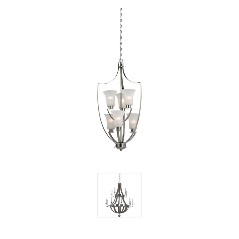 Atlas Lighting & Home Foyer Brushed Nickel & Frosted Glass 6-Light Chandelier
