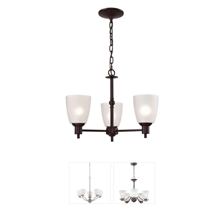 Atlas Lighting & Home Jackson 3-Light Oil Rubbed Bronze Chandelier with Frosted Glass