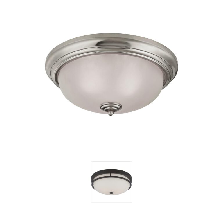 Atlas Lighting & Home Huntington 15-Inch Brushed Nickel and Frosted Glass Flush Mount