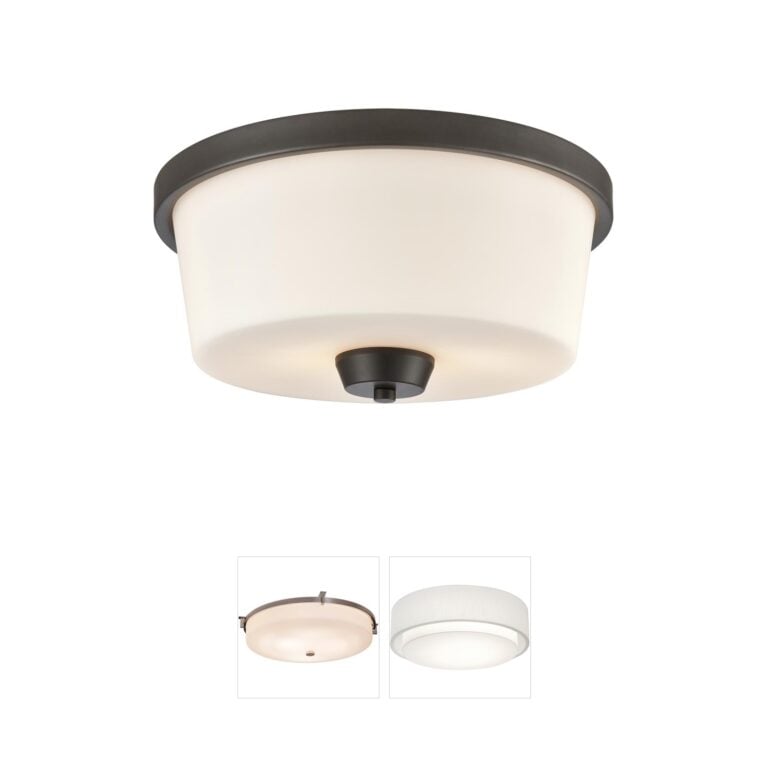 Atlas Lighting & Home Winslow Round Oil Rubbed Bronze Flush Mount with Frosted Glass