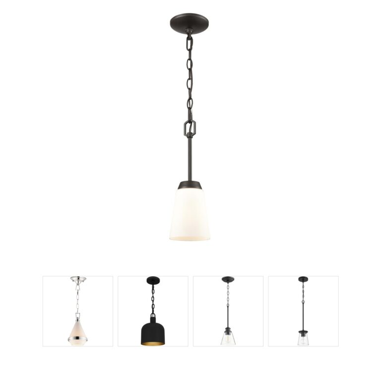 Atlas Lighting & Home Winslow 5-Inch Oil Rubbed Bronze Mini Pendant with Frosted Glass