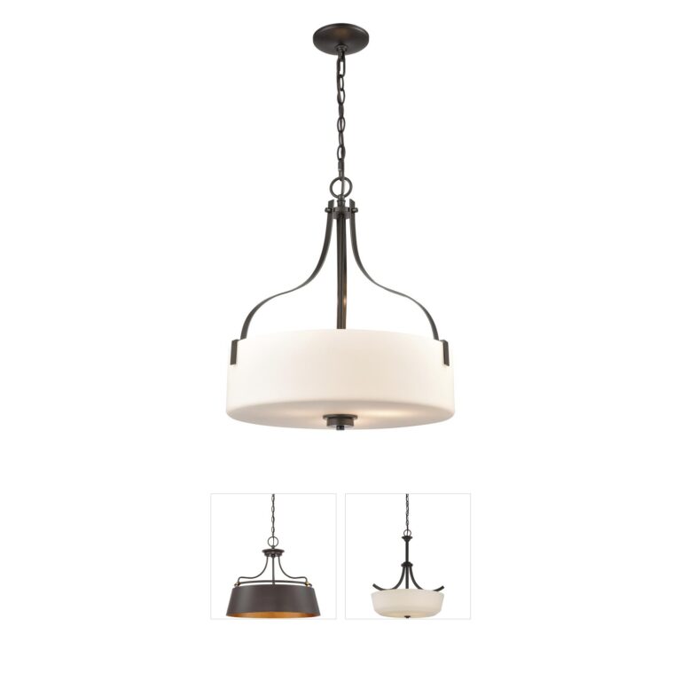 Atlas Lighting & Home Market Square Steel and Frosted Glass Pendant