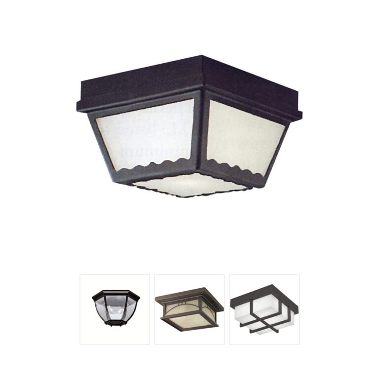 Atlas Lighting & Home Wavy 9.5-Inch Black Outdoor Flush Mount with Frosted Glass